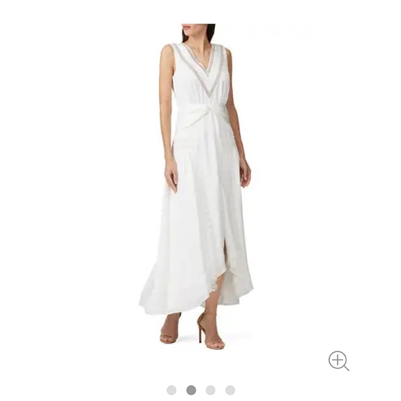 Self-Portrait Ivory Lace Jacquard V-Neck Maxi Dress - Picture 2 of 14